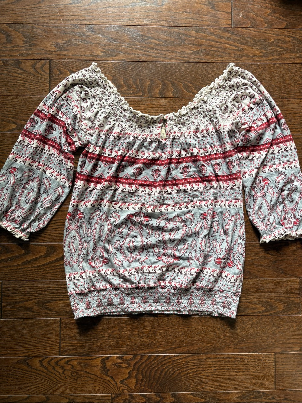 Lucky Brand Boho Peasant Top 100% Cotton Women's Small